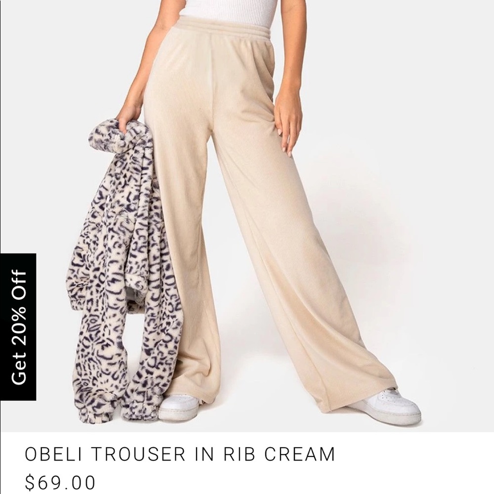 Motel Rocks high-waisted wide leg pants (cream)